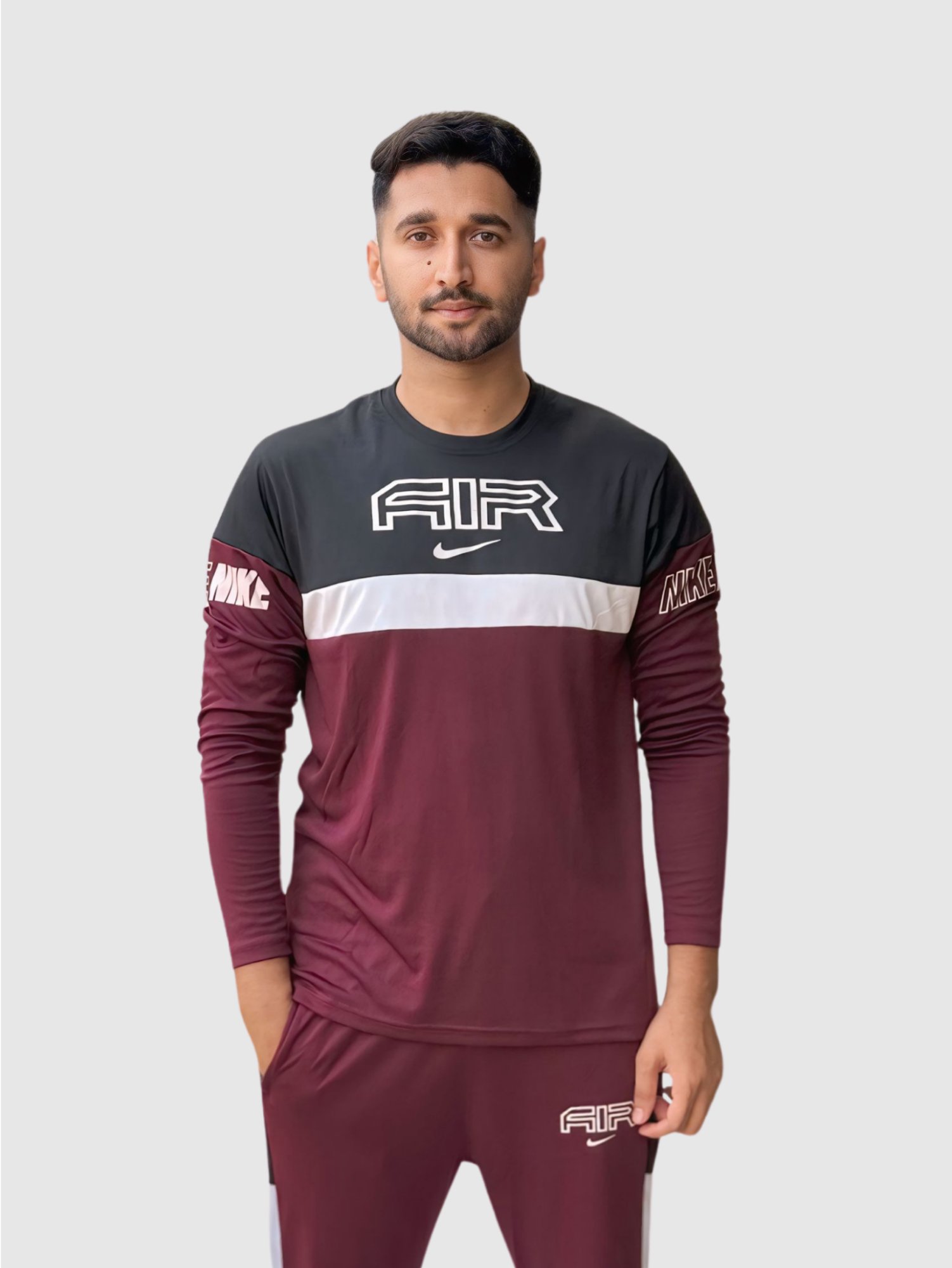 Nik Air Dry-Fit Track Suit – Maroon & Black - Image 2