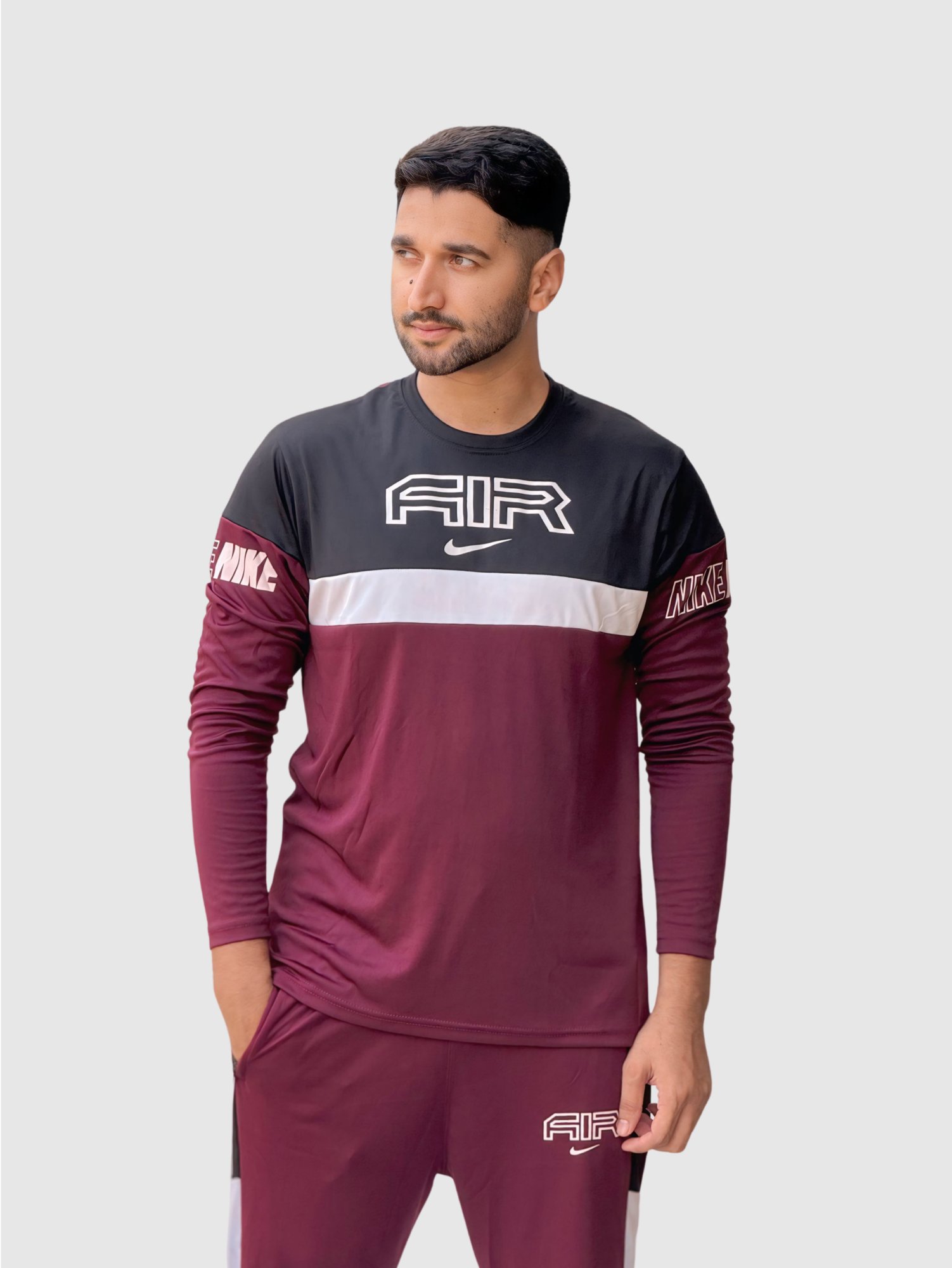 Nik Air Dry-Fit Track Suit – Maroon & Black