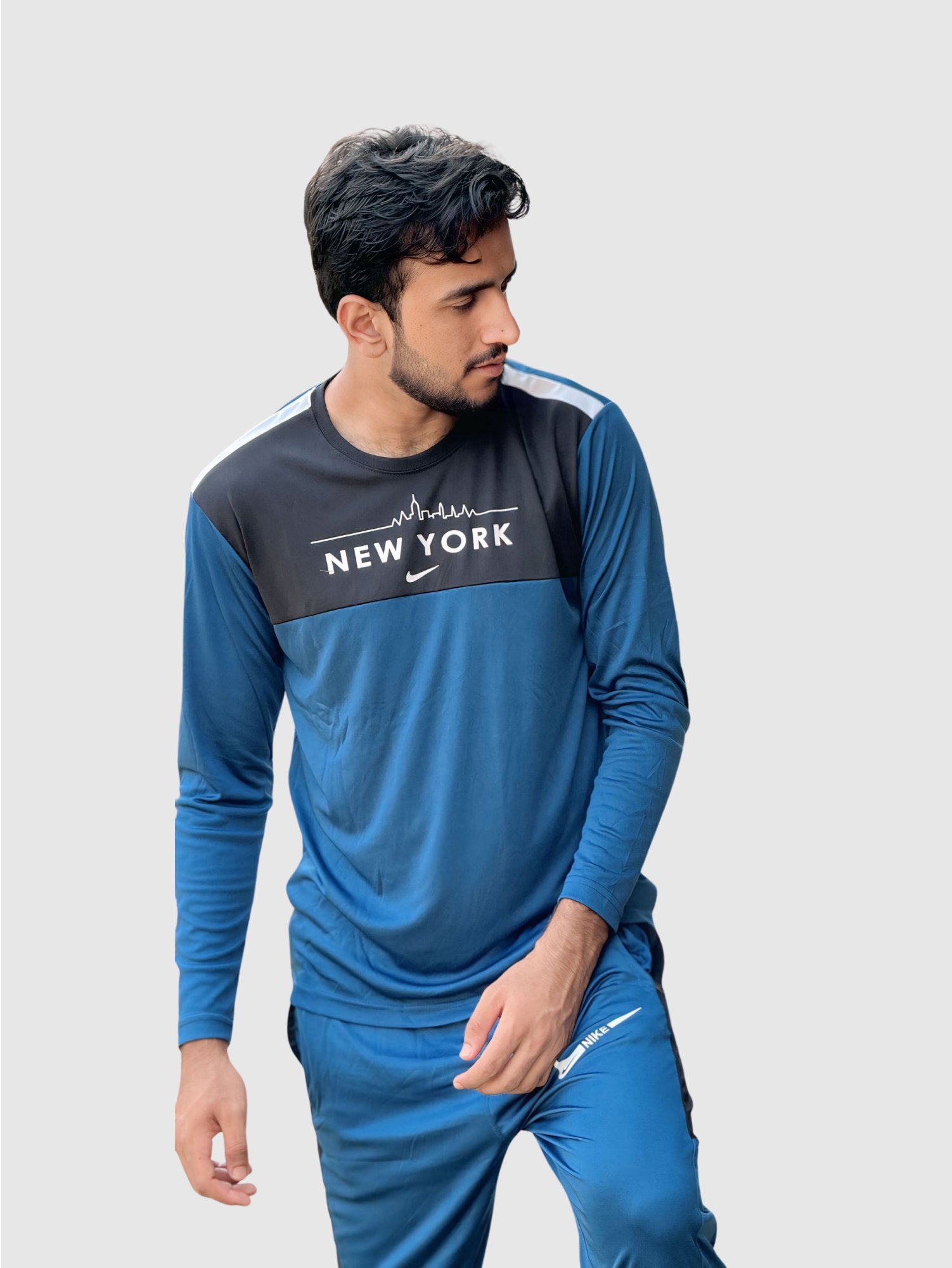 Nik New York Dry-Fit Tracksuit - Navy Blue & Black - Image 2