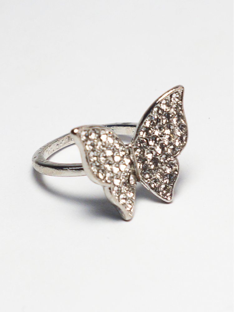 Elegant Flutter - Silver Butterfly Ring
