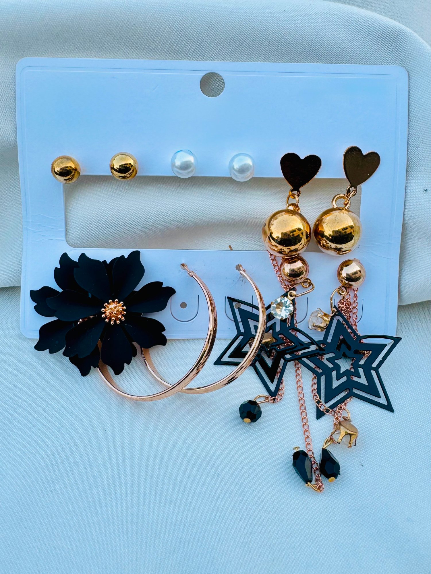 Black Bloom Hoop Earrings